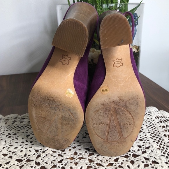 Vince Camuto Purple Suede Sling Back Heel Stack - Picture 9 of 9